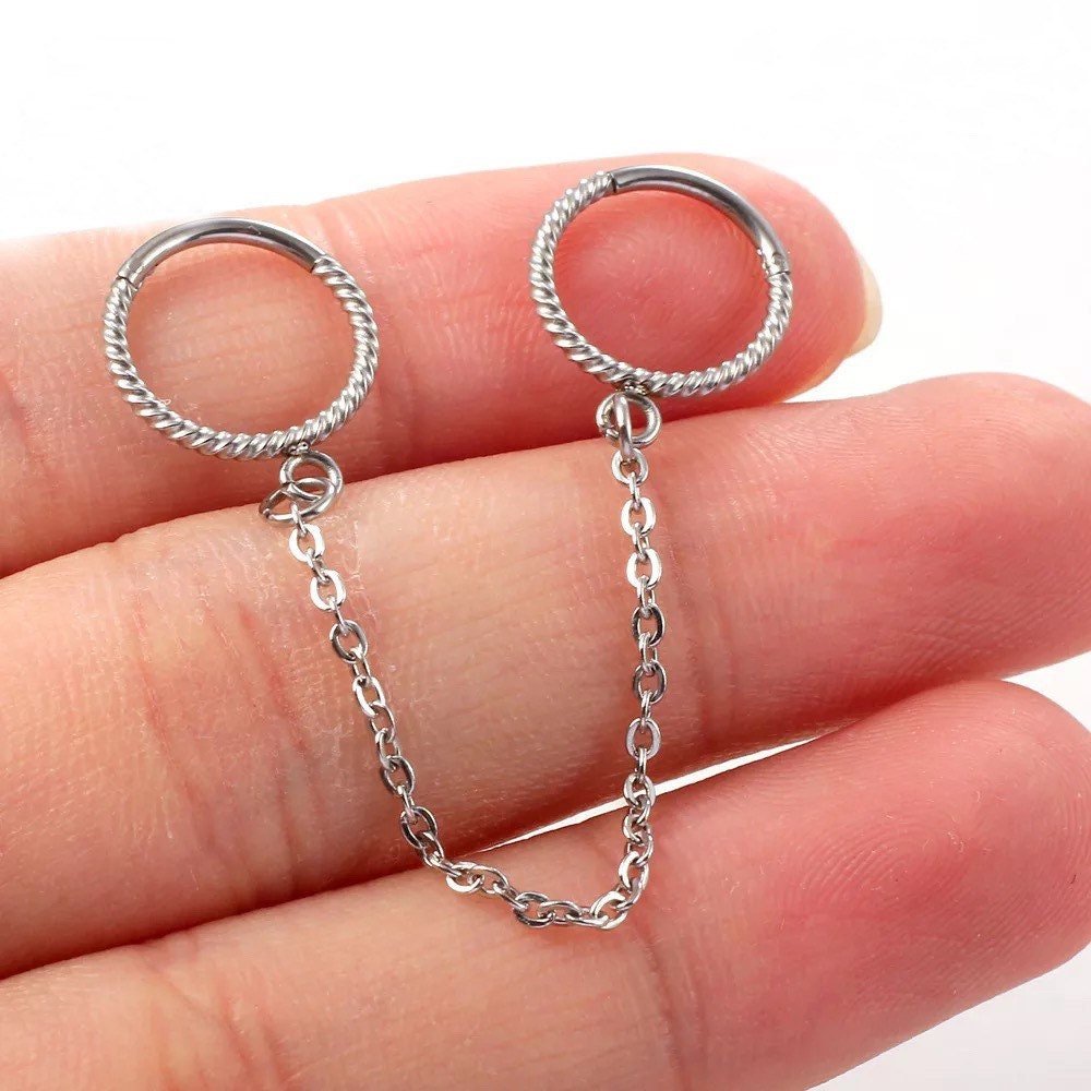 Chain Ring Stack For Stretched Ears - DustyJewelz