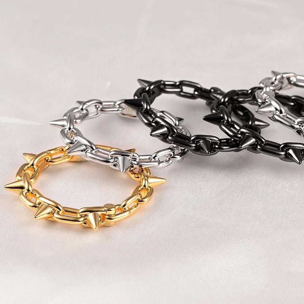 Chain Spike Ear Weights | Hinged Lobe Hoop Hangers - DustyJewelz