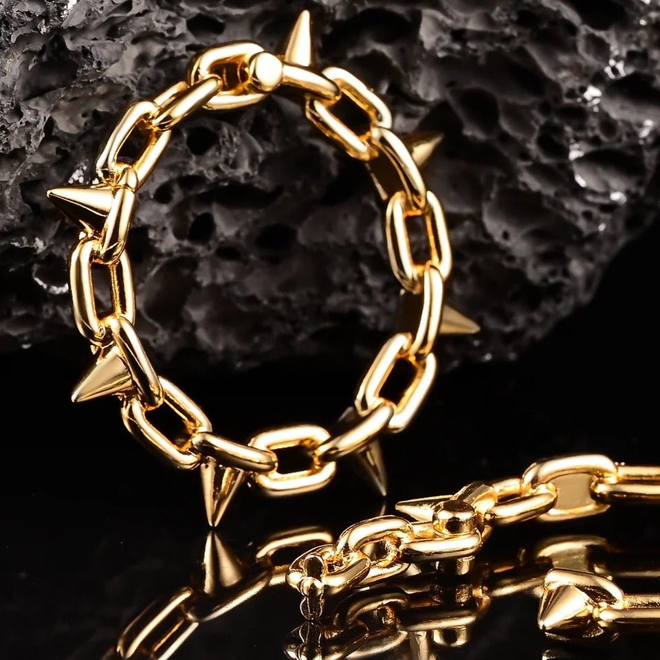 Chain Spike Ear Weights | Hinged Lobe Hoop Hangers - DustyJewelz