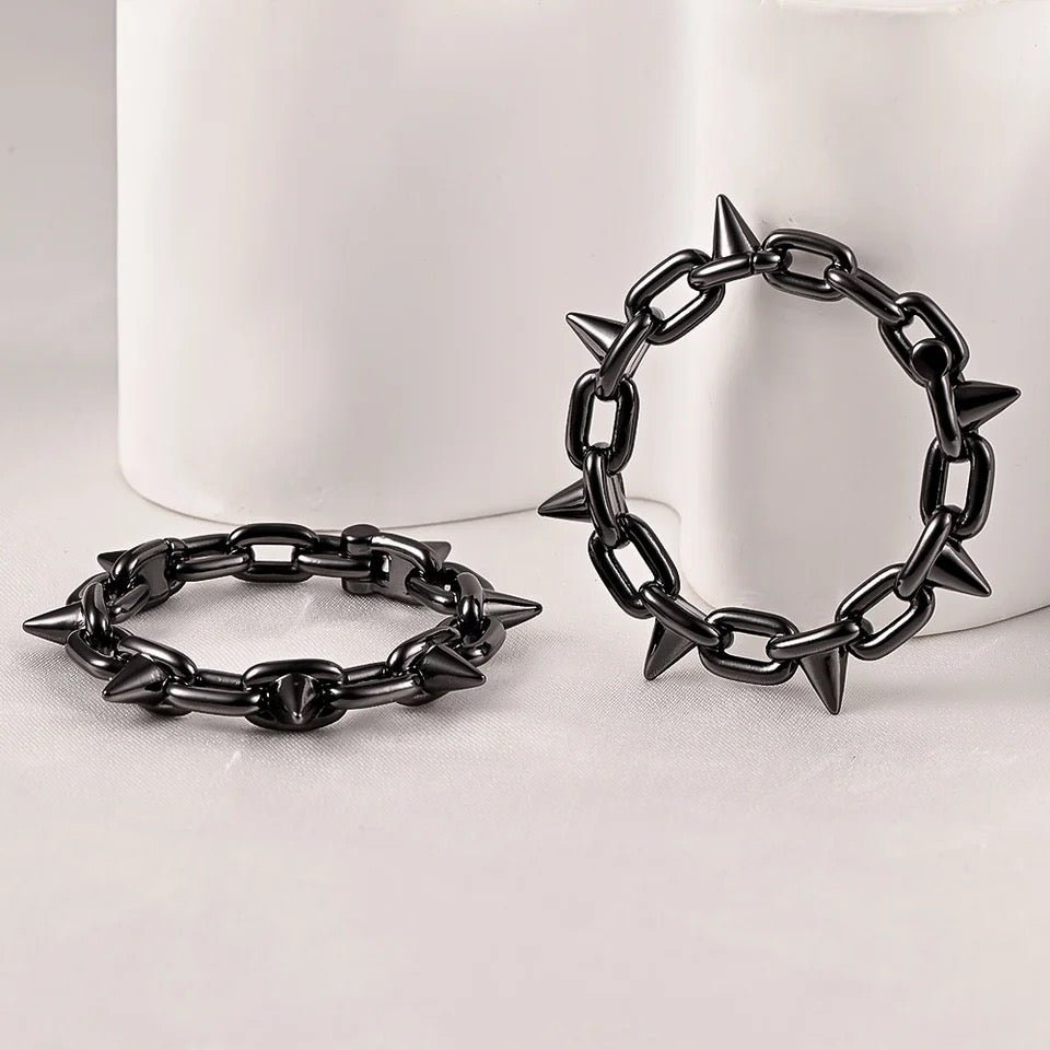 Chain Spike Ear Weights | Hinged Lobe Hoop Hangers - DustyJewelz