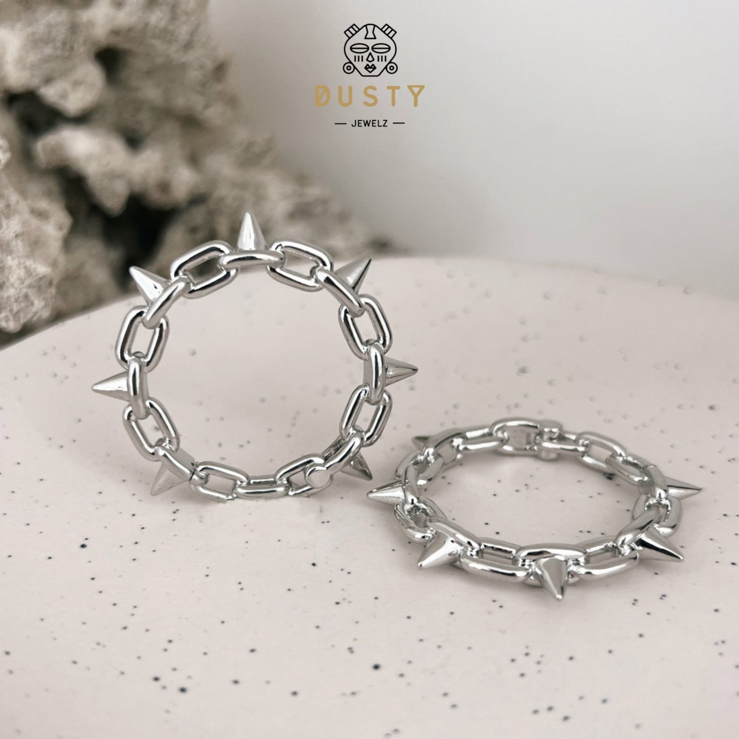 Chain Spike Ear Weights | Hinged Lobe Hoop Hangers - DustyJewelz