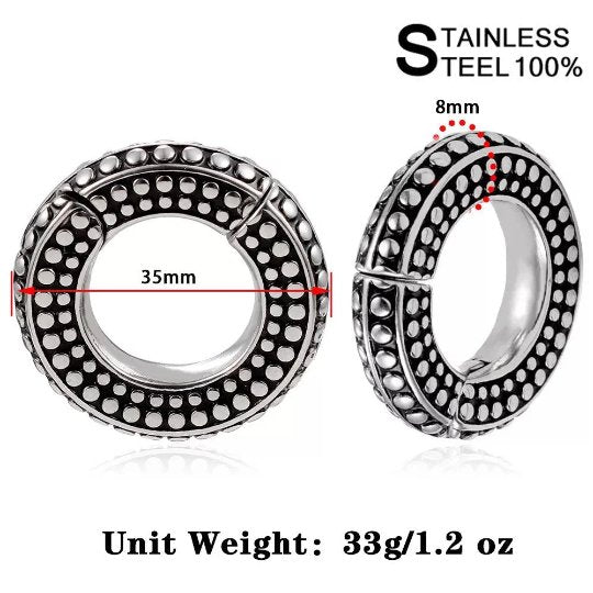 Chunky Carved Magnetic Ear Weights | Dotted Lobe Hoops - DustyJewelz