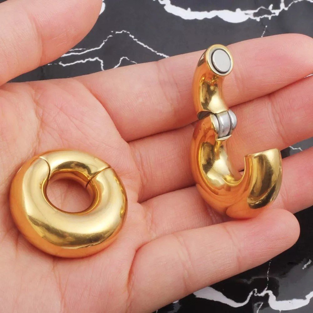 Chunky Circle Ear Weights | Magnetic Donut Hoops - DustyJewelz