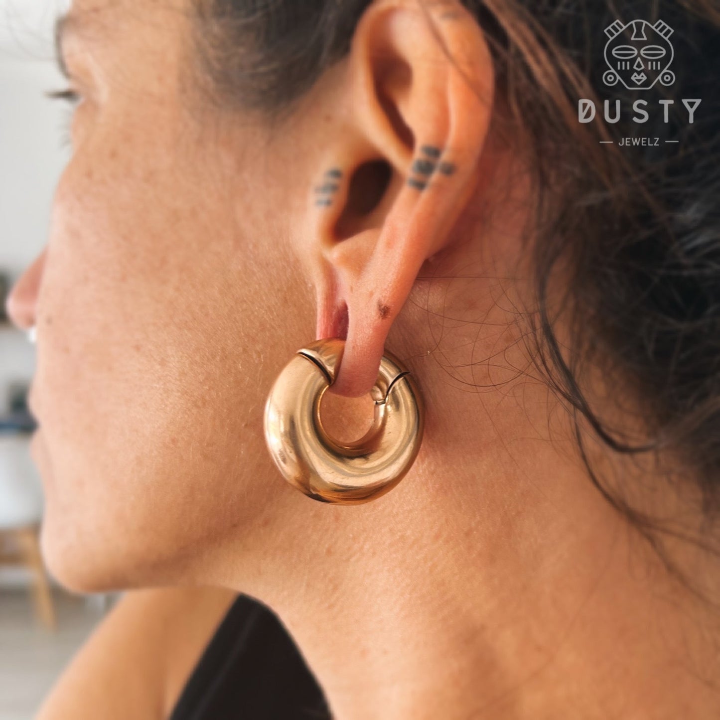 Chunky Circle Ear Weights | Magnetic Donut Hoops - DustyJewelz