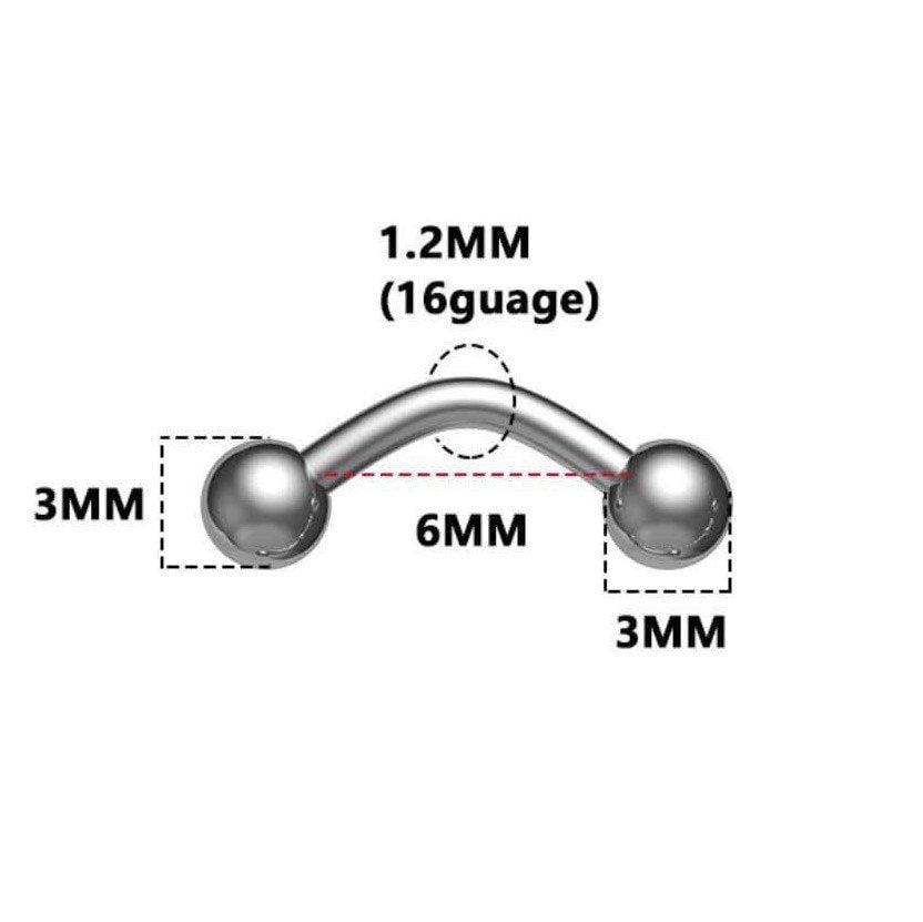 Classic Curved Barbell | Vertical Labret - DustyJewelz