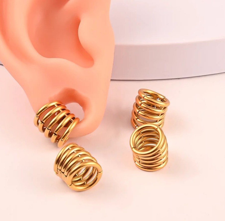 Classic Ringed Lobe Wraps Ear Hangers | Ring Stack Clips - DustyJewelz