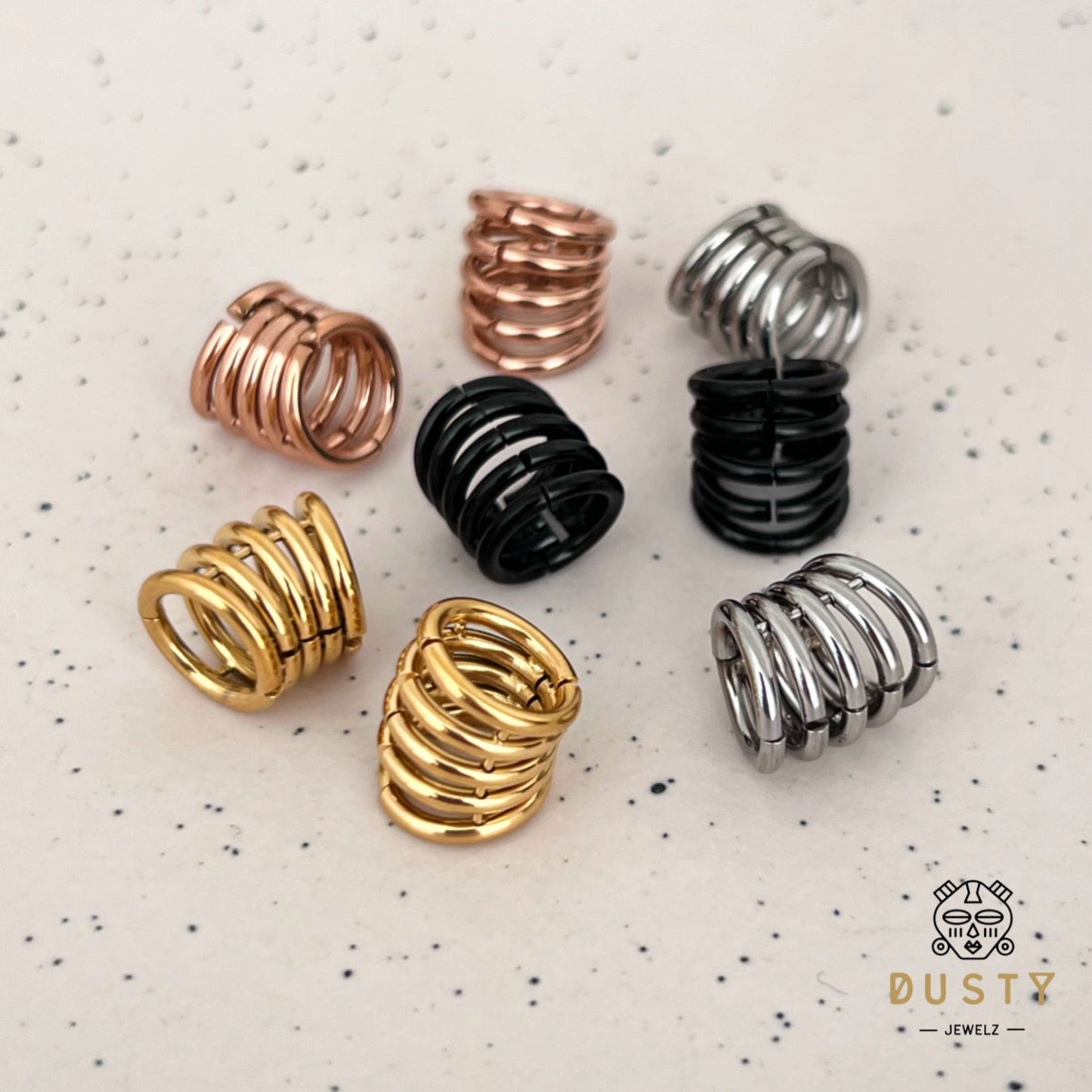 Classic Ringed Lobe Wraps Ear Hangers | Ring Stack Clips - DustyJewelz