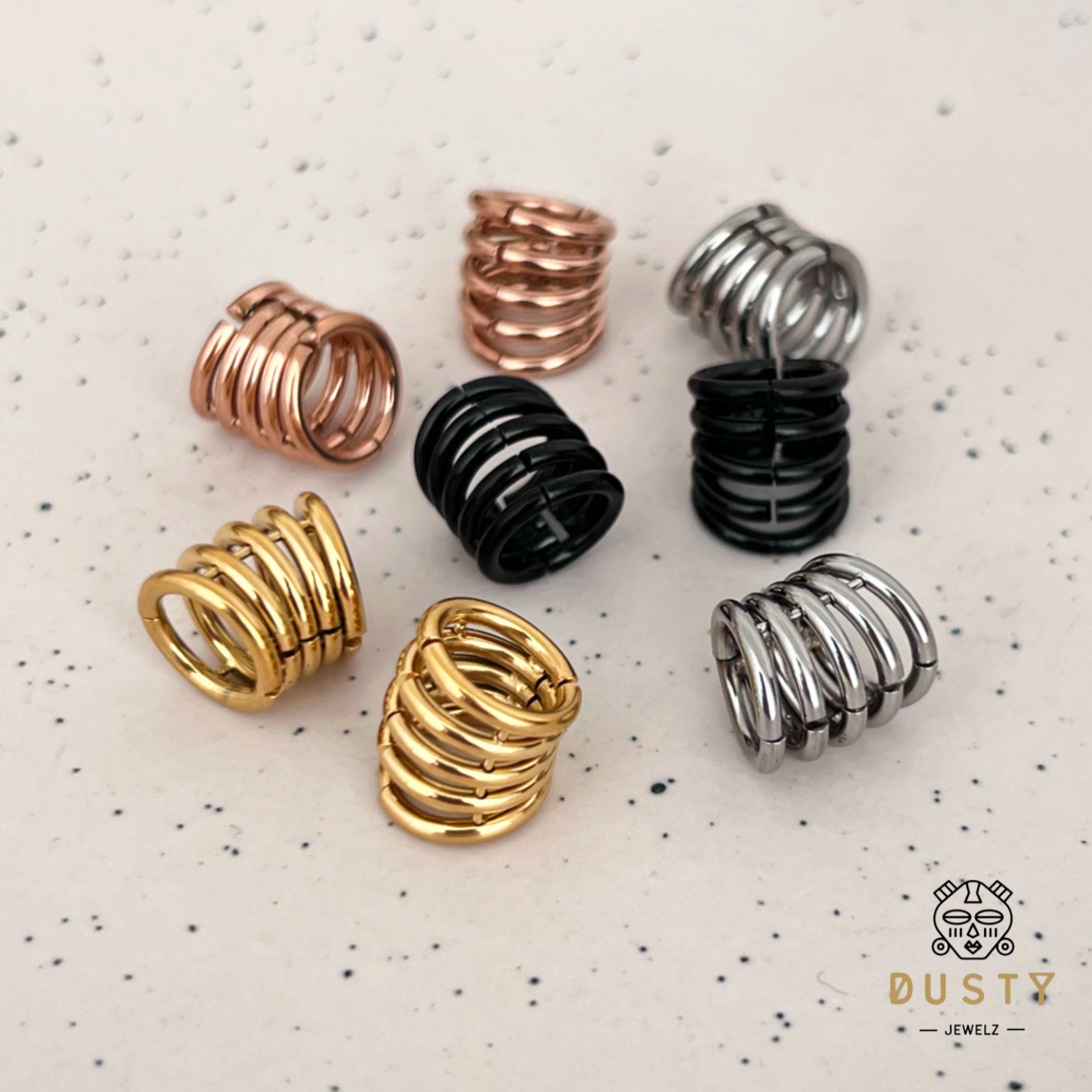 Classic Ringed Lobe Wraps Ear Hangers | Ring Stack Clips - DustyJewelz