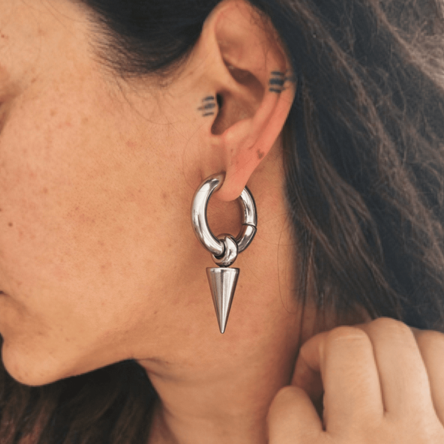 Cone Pendant Circle Ear Weight | Lobe Hangers - DustyJewelz