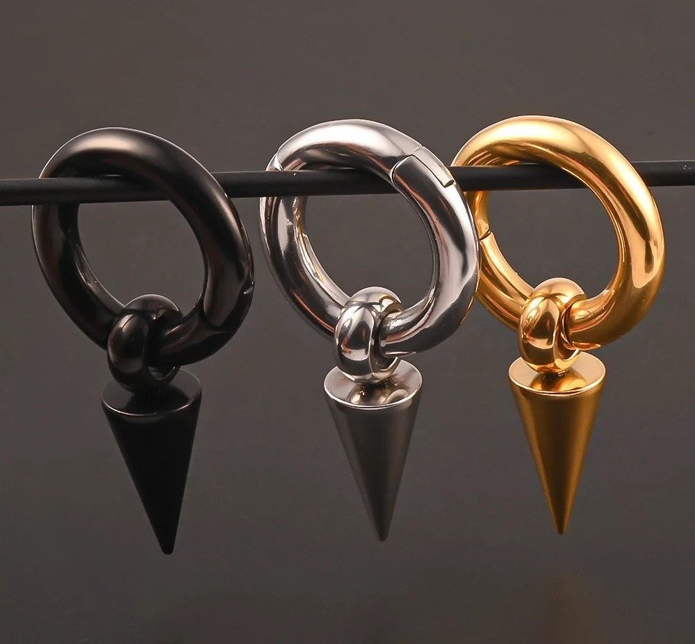 Cone Pendant Circle Ear Weight | Lobe Hangers - DustyJewelz
