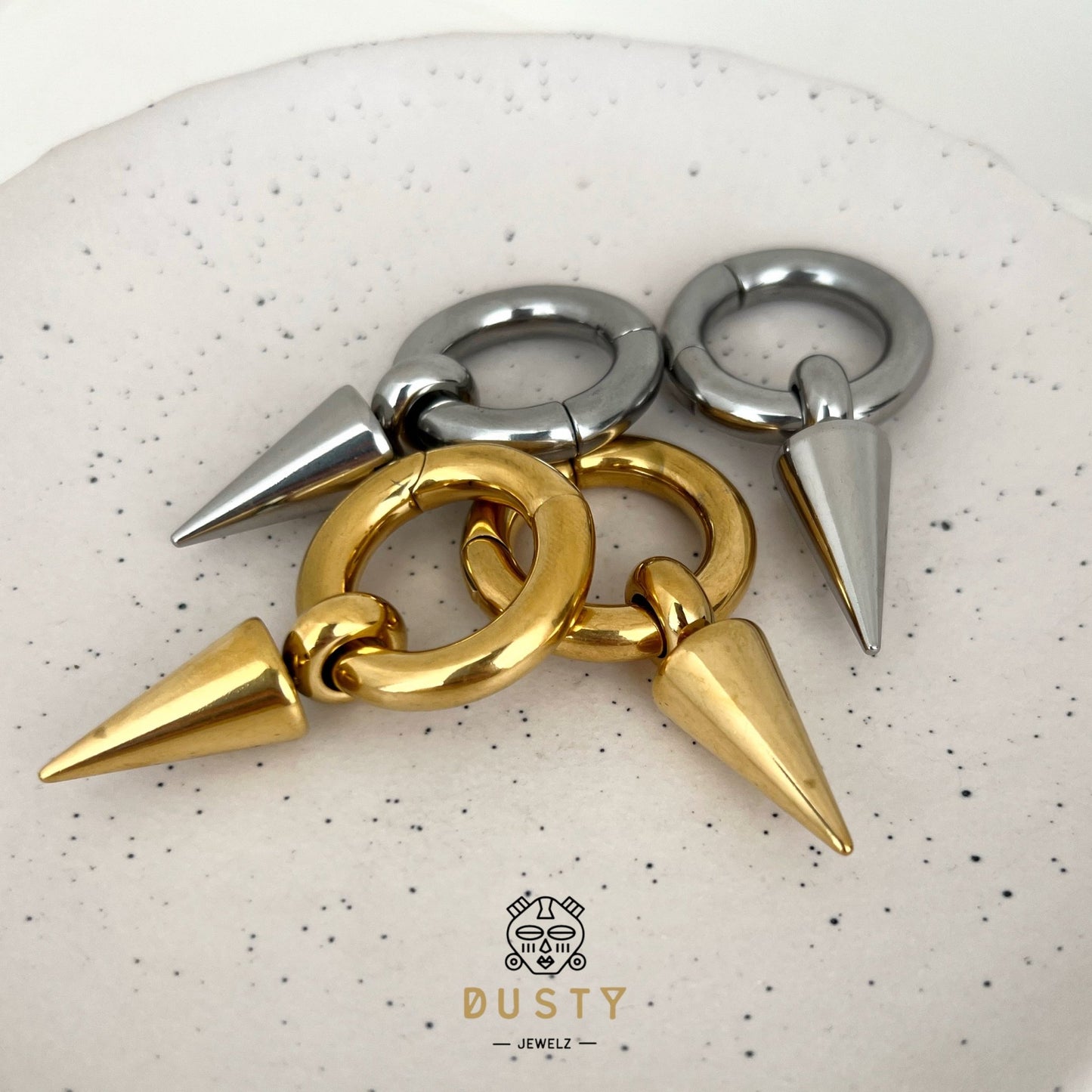 Cone Pendant Circle Ear Weight | Lobe Hangers - DustyJewelz