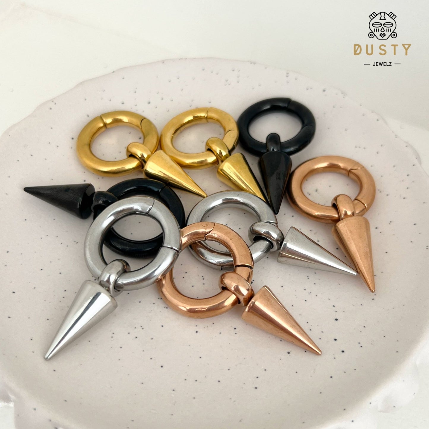 Cone Pendant Circle Ear Weight | Lobe Hangers - DustyJewelz