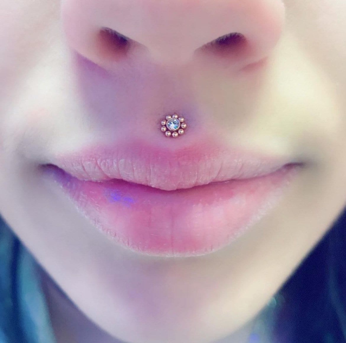 Crystal Beaded Labret Ear Stud | Medusa | 16g Surgical Steel | Tragus Bar | Forward Helix | Conch | Monroe | Philtrum | Lip Piercing - DustyJewelz