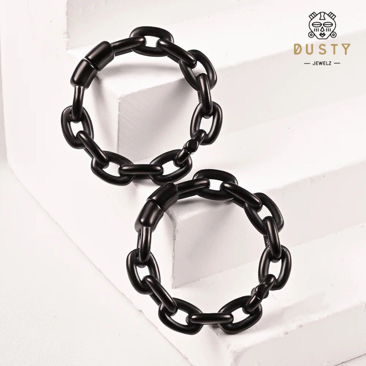Cuban Chain Circle Ear Weights | Hinged Lobe Hoop Hangers