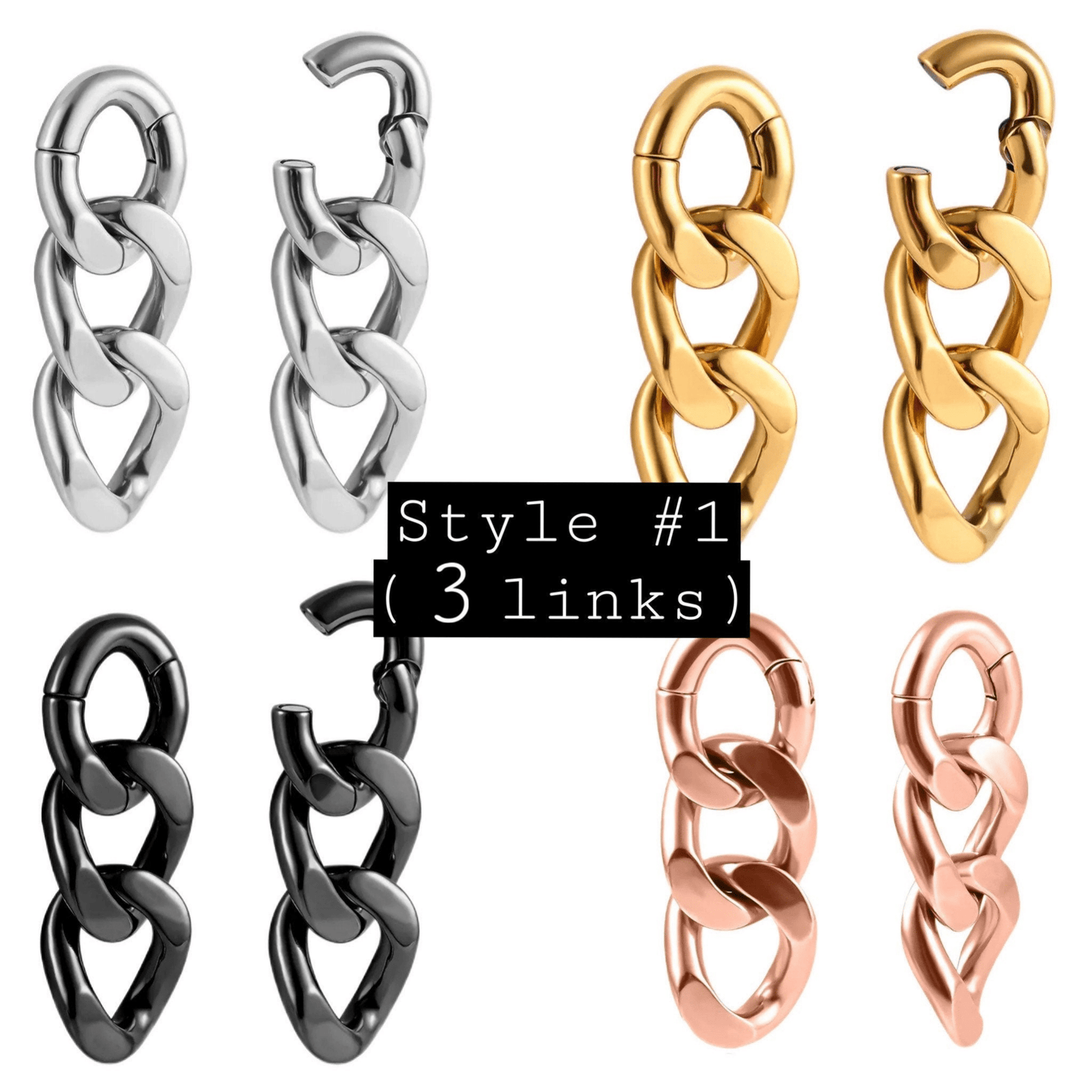 Cuban Link Chain Ear Weights | Triple Links - DustyJewelz