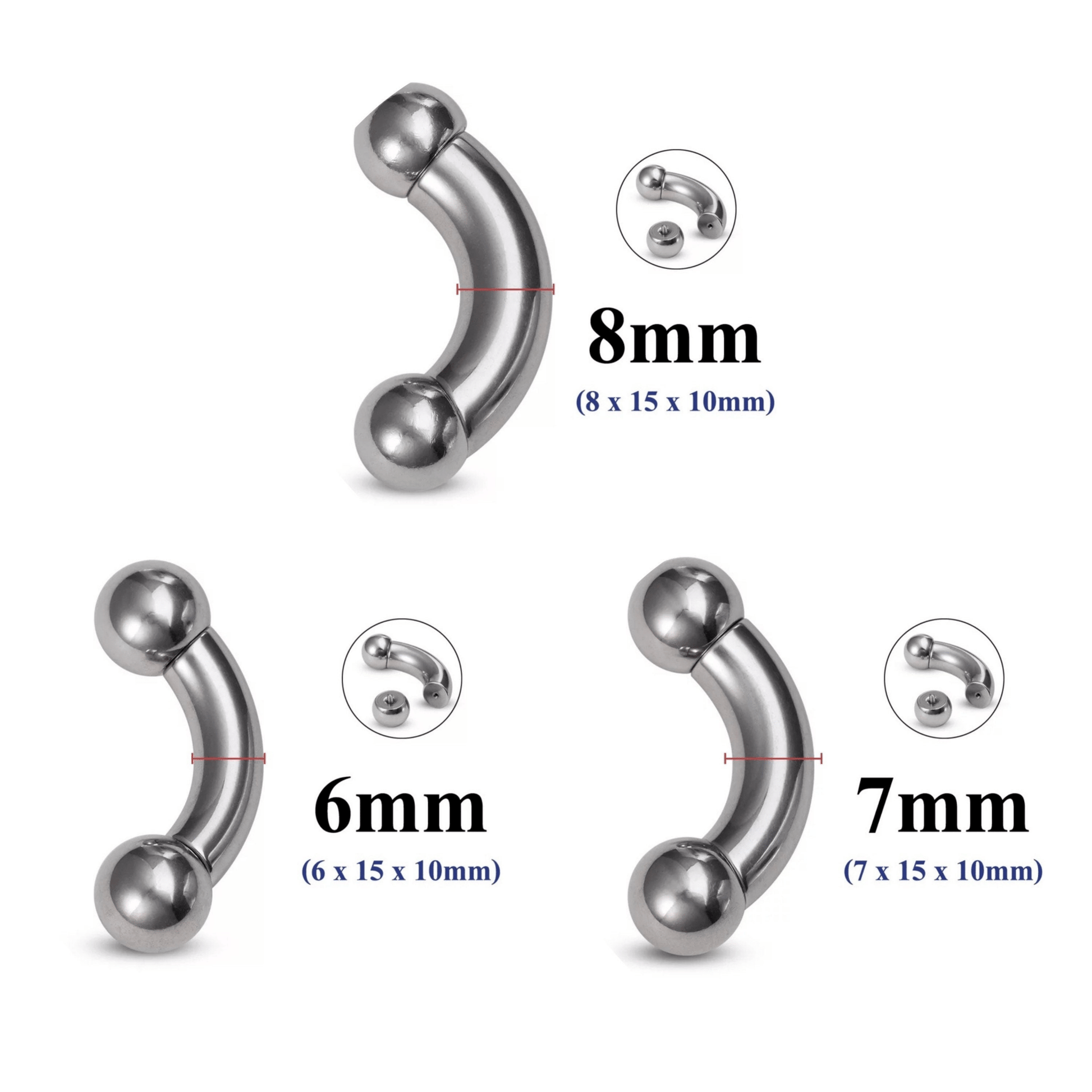 Curved Barbell | Big Size | PA | Nipple Piercing Bar Stainless Steel Gauge | Ear Plugs | Body Jewelry | Stretchers - DustyJewelz