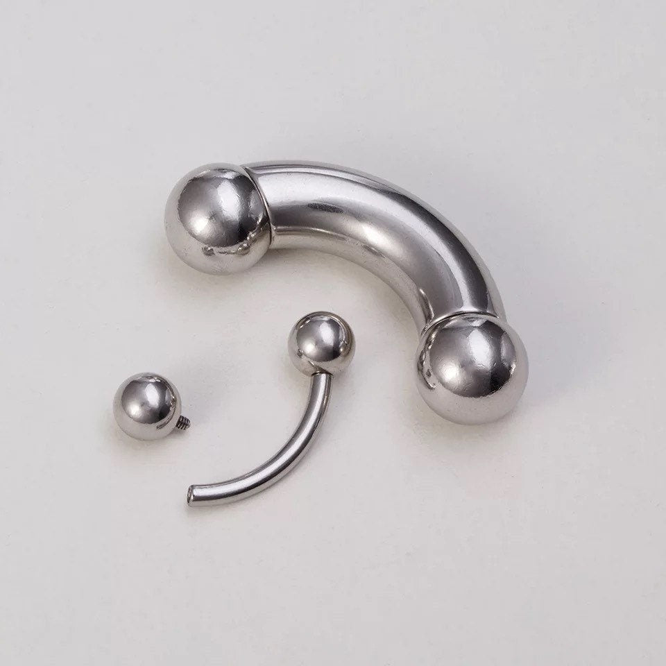 Curved Barbell | Big Size | PA | Nipple Piercing Bar Stainless Steel Gauge | Ear Plugs | Body Jewelry | Stretchers - DustyJewelz
