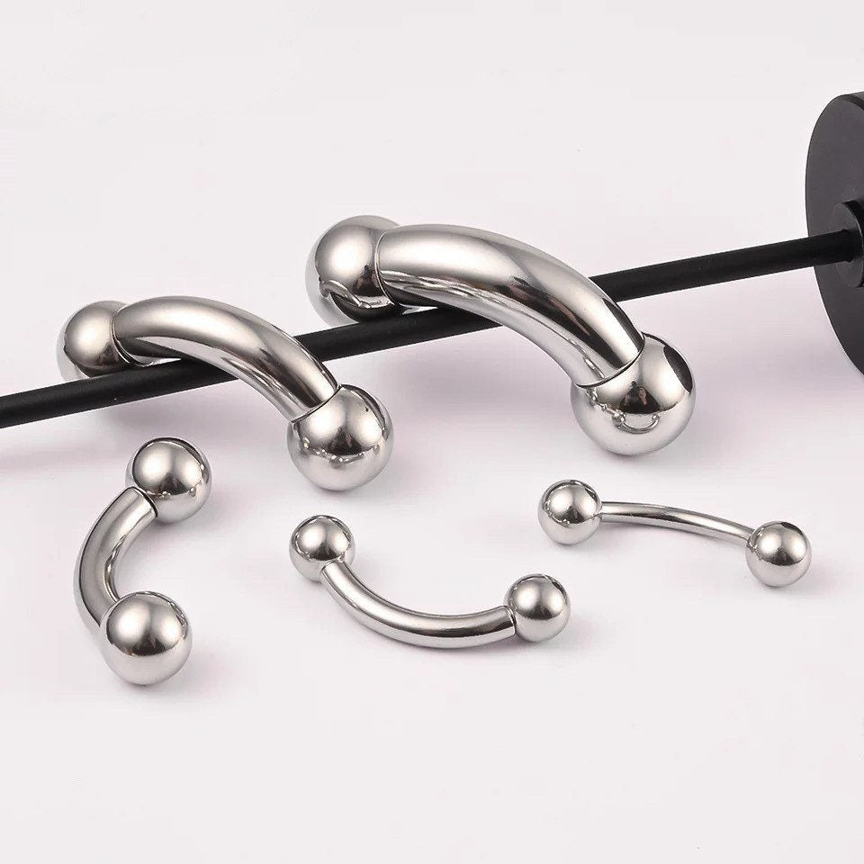 Curved Barbell | Big Size | PA | Nipple Piercing Bar Stainless Steel Gauge | Ear Plugs | Body Jewelry | Stretchers - DustyJewelz