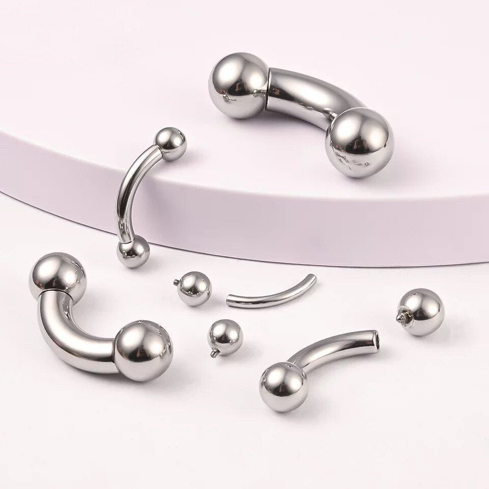 Curved Barbell | Big Size | PA | Nipple Piercing Bar Stainless Steel Gauge | Ear Plugs | Body Jewelry | Stretchers - DustyJewelz