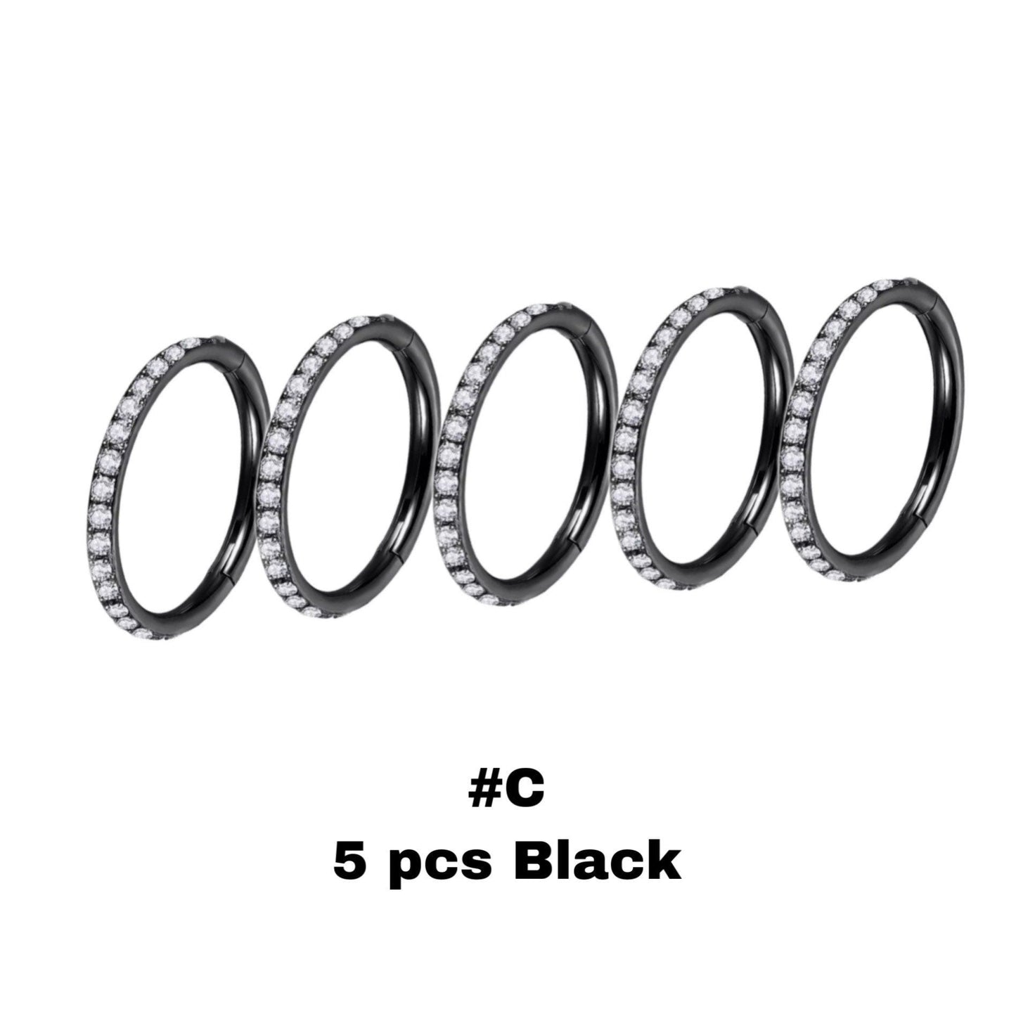 CZ Paved Ring Stack Set For Stretched Ears - DustyJewelz