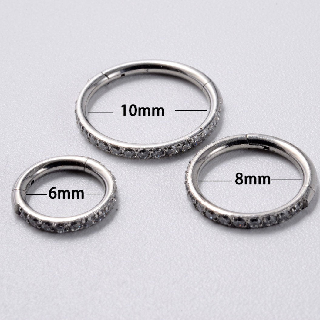 CZ Paved Ring Stack Set For Stretched Ears - DustyJewelz