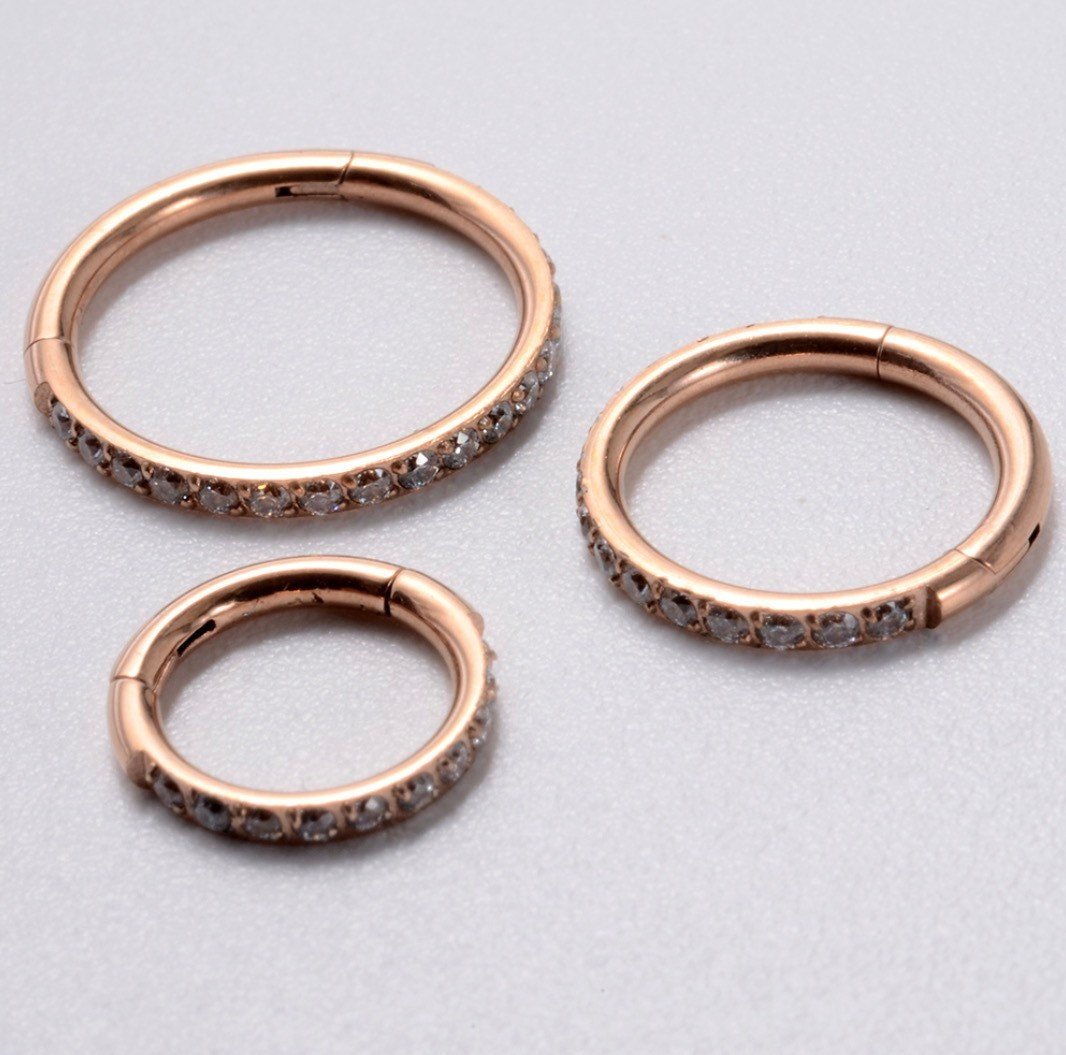 CZ Paved Ring Stack Set For Stretched Ears - DustyJewelz
