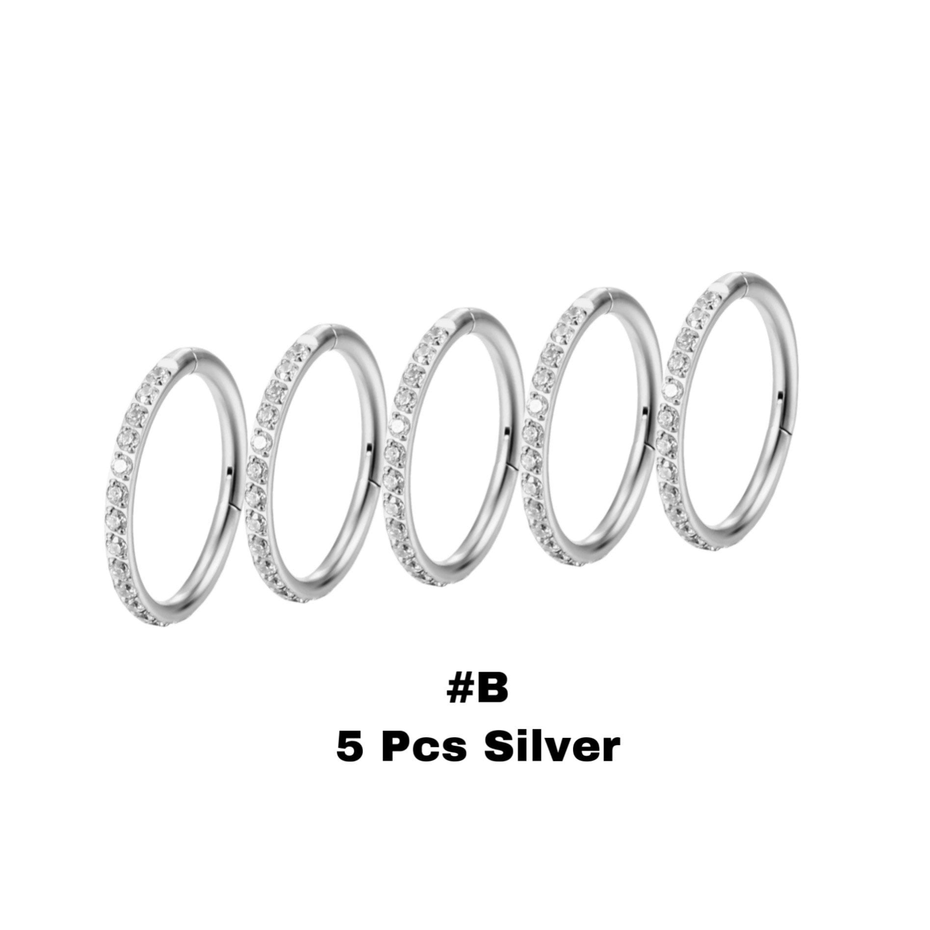 CZ Paved Ring Stack Set For Stretched Ears - DustyJewelz