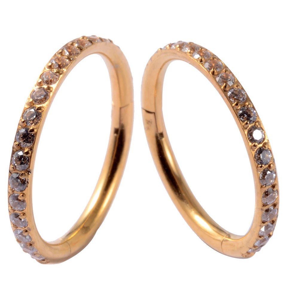 CZ Paved Ring Stack Set For Stretched Ears - DustyJewelz