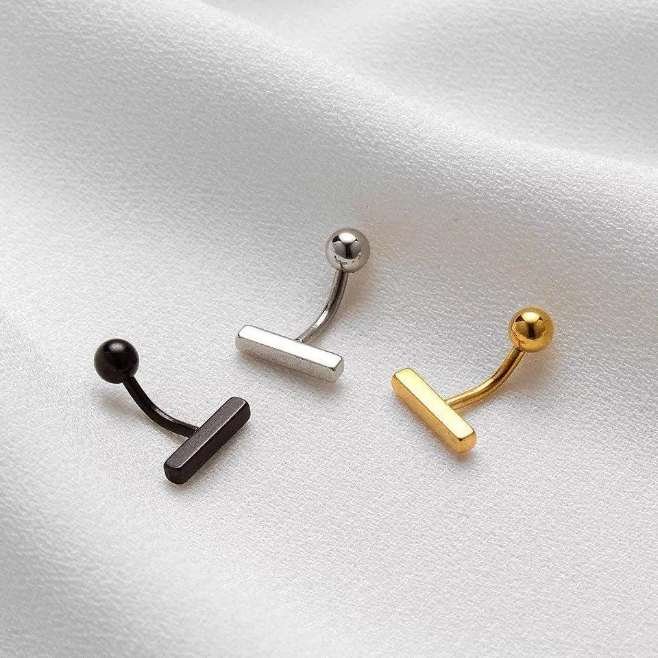 Dainty Belly Button Bar | Minimalist Navel Ring - DustyJewelz
