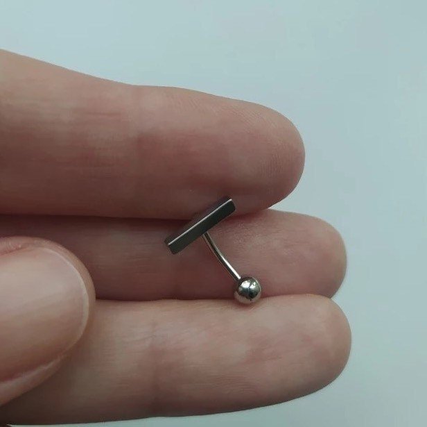 Dainty Belly Button Bar | Minimalist Navel Ring - DustyJewelz