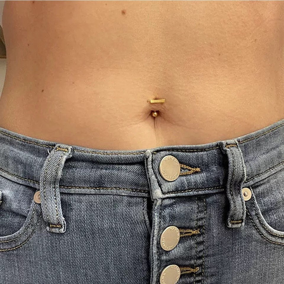 Dainty Belly Button Bar | Minimalist Navel Ring - DustyJewelz