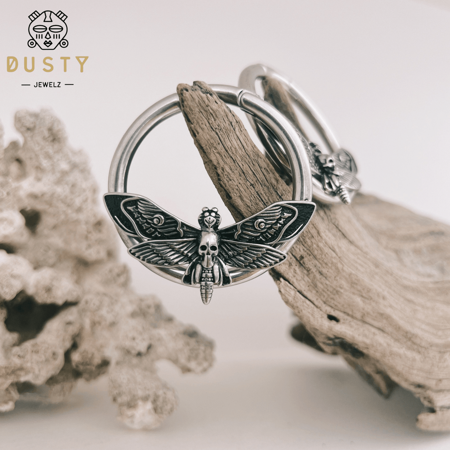 Death Head Moth Ear Weights | Steel Plug Hoops