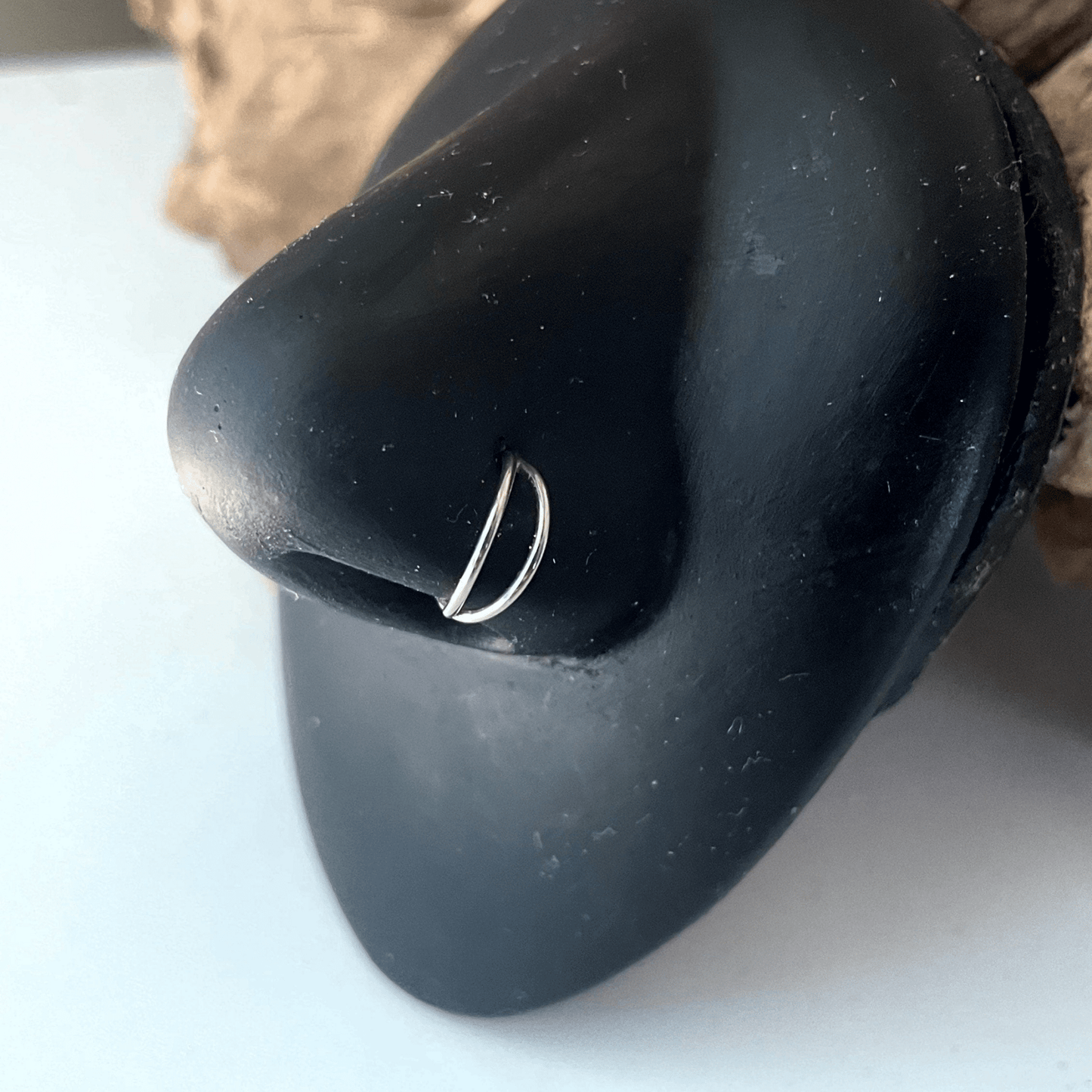 Double Layered Nose Ring For Single Piercing | 925 Sterling Silver - DustyJewelz