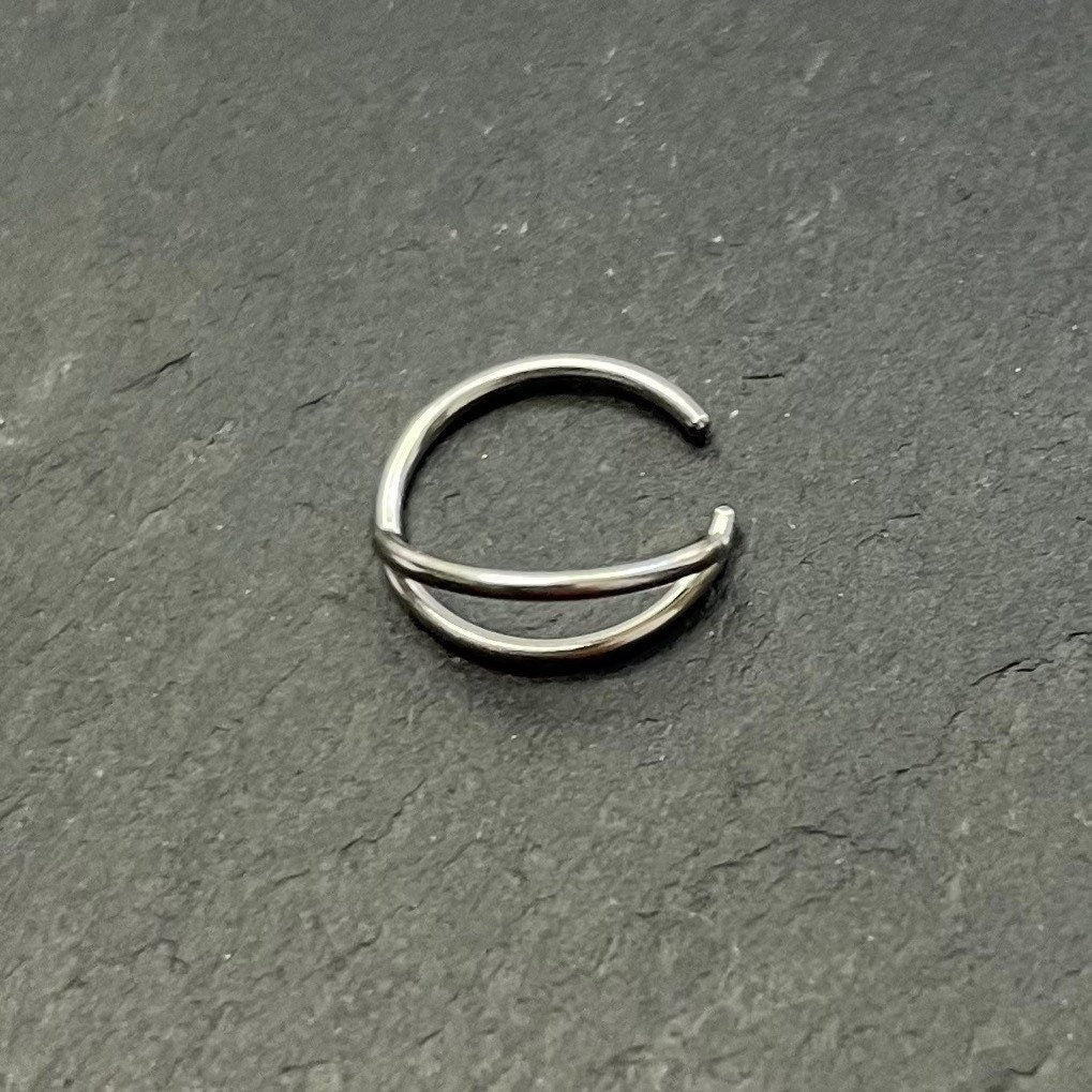 Double Layered Nose Ring For Single Piercing | 925 Sterling Silver - DustyJewelz