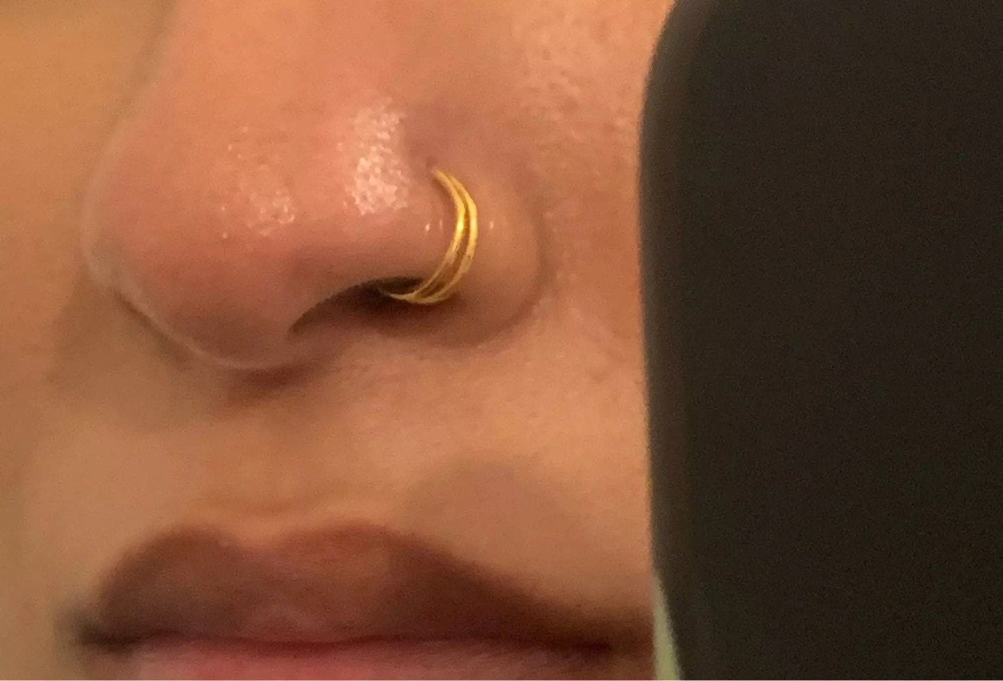 Double Layered Nose Ring For Single Piercing | 925 Sterling Silver - DustyJewelz