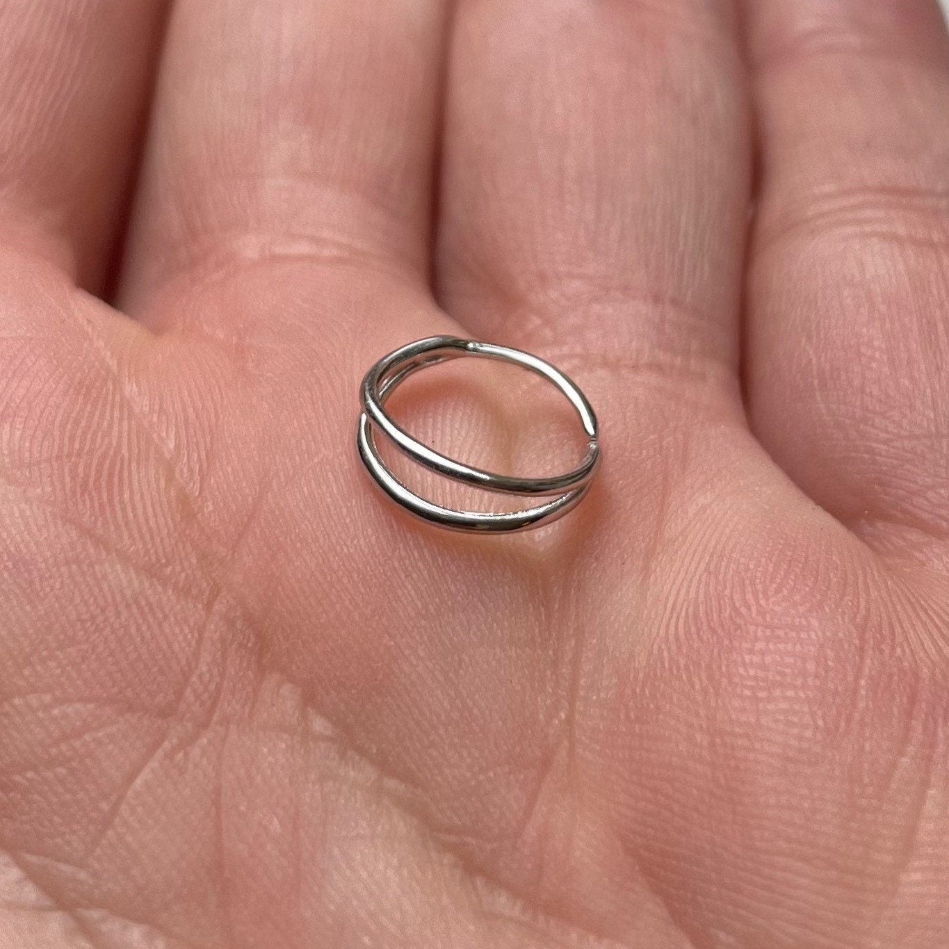 Double Layered Nose Ring For Single Piercing | 925 Sterling Silver - DustyJewelz