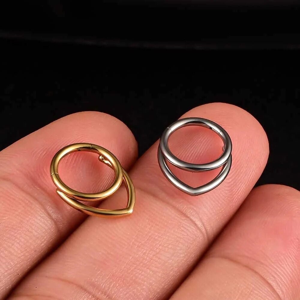 Double Layered Teardrop Septum Clicker - DustyJewelz