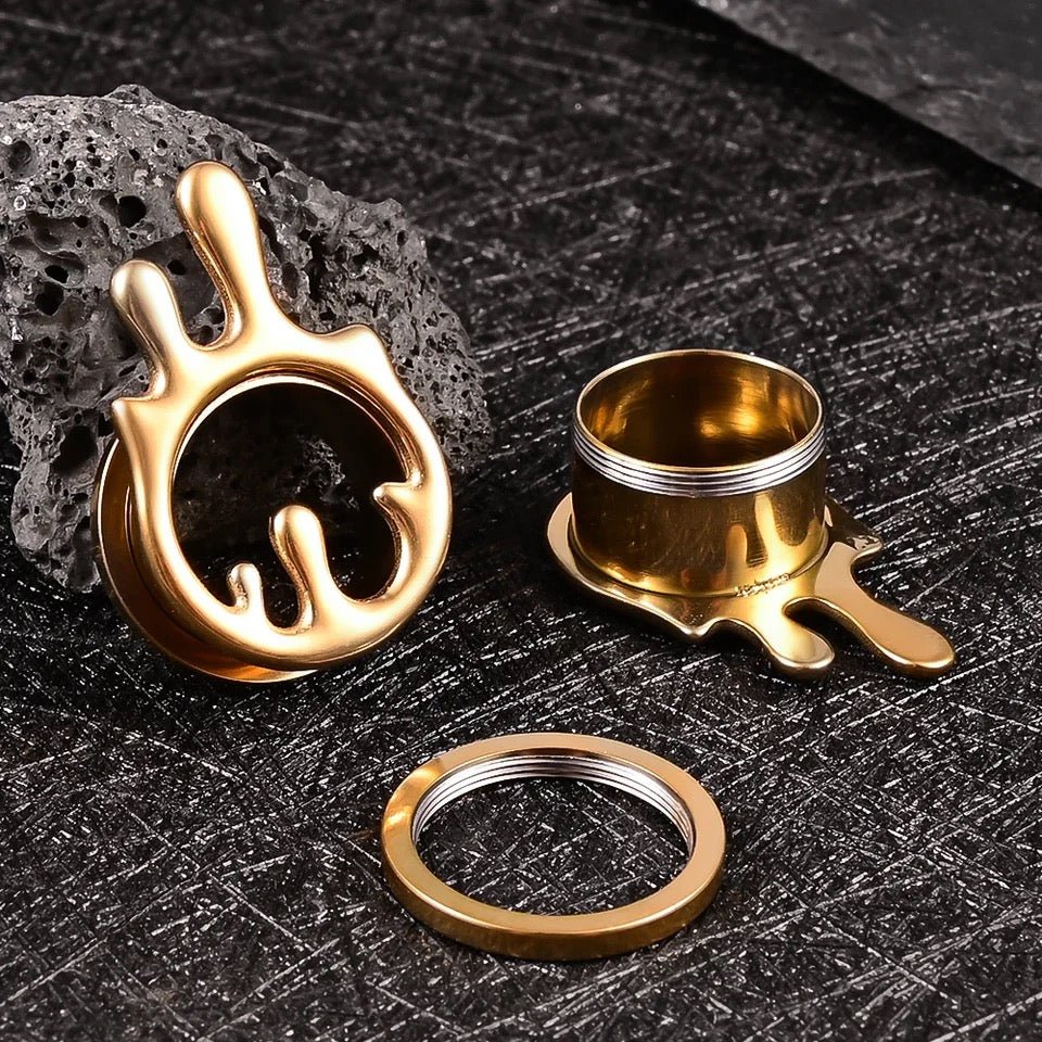 Dripping Paint Steel Tunnels | Screw Back Plugs - DustyJewelz