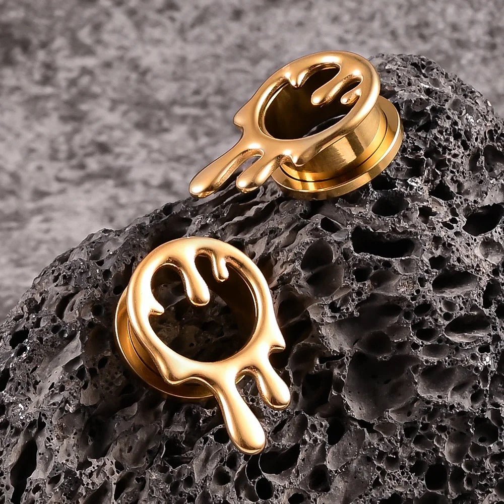 Dripping Paint Steel Tunnels | Screw Back Plugs - DustyJewelz