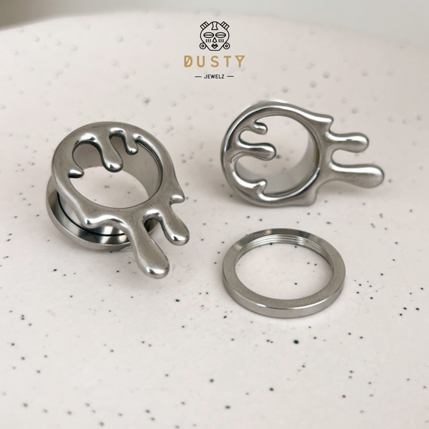 Dripping Paint Steel Tunnels | Screw Back Plugs - DustyJewelz