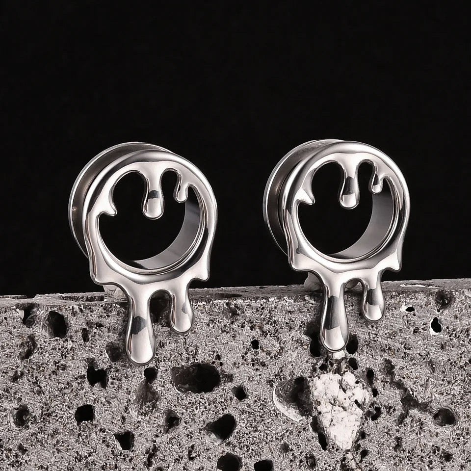 Dripping Paint Steel Tunnels | Screw Back Plugs - DustyJewelz