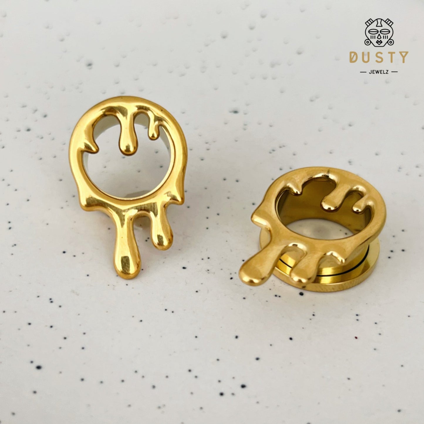 Dripping Paint Steel Tunnels | Screw Back Plugs - DustyJewelz