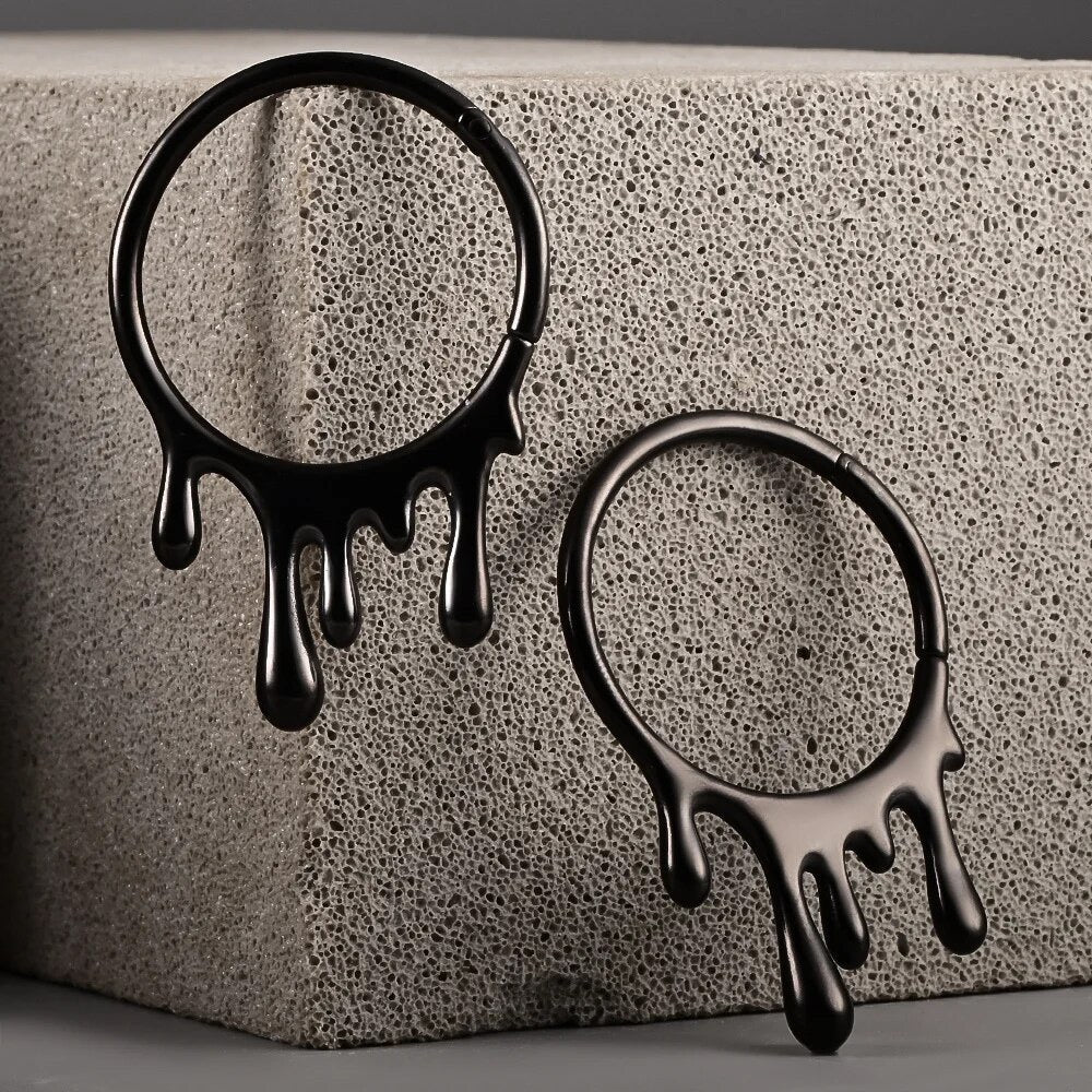 Dripping Steel Hoop Ear Weights | Lobe Hangers - DustyJewelz