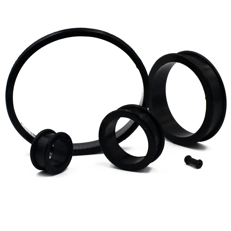 Extra Big Silicone Tunnels | Flexible Plugs | BLACK | 28mm-76mm