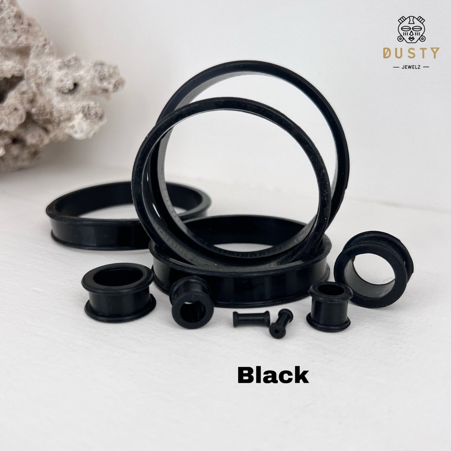 Extra Big Silicone Tunnels | Flexible Plugs | BLACK | 28mm-76mm