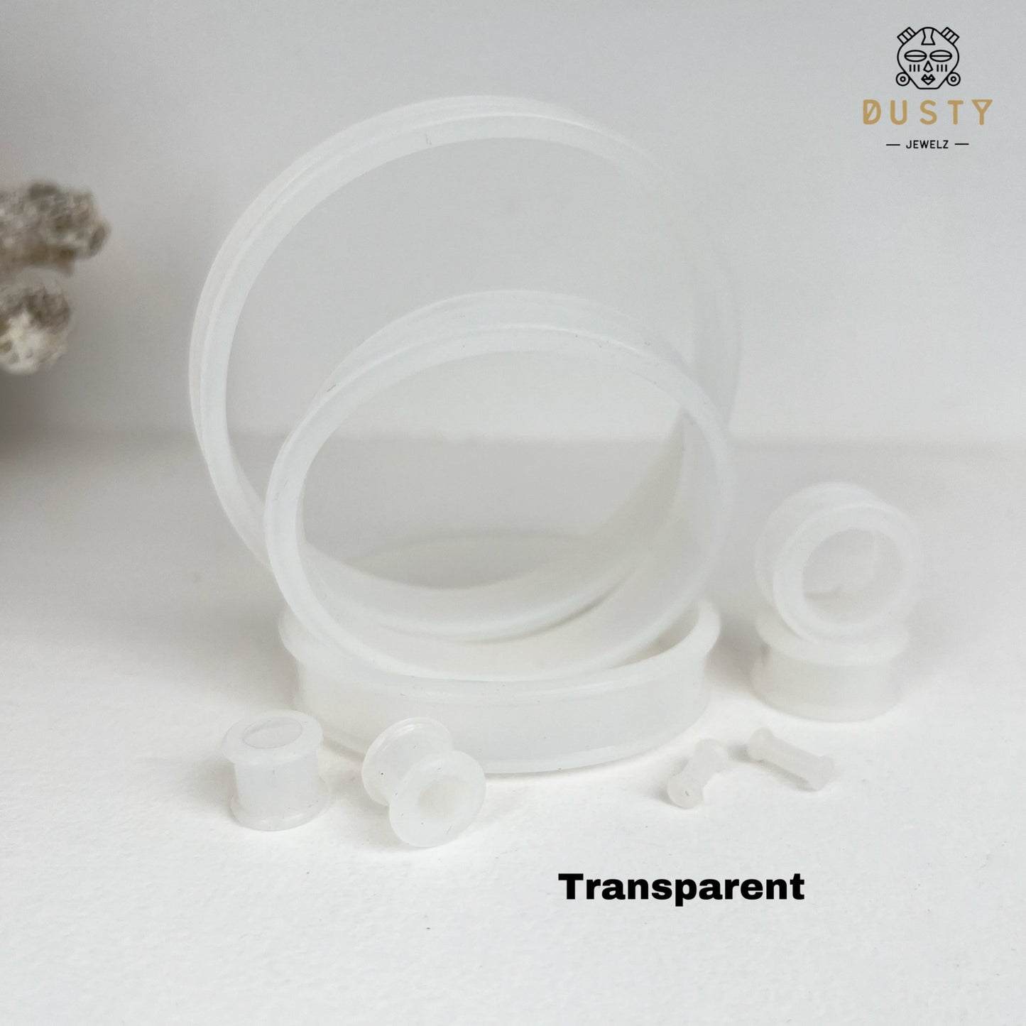 Extra Big Silicone Tunnels | Flexible Plugs | TRANSPARENT | 28mm-76mm