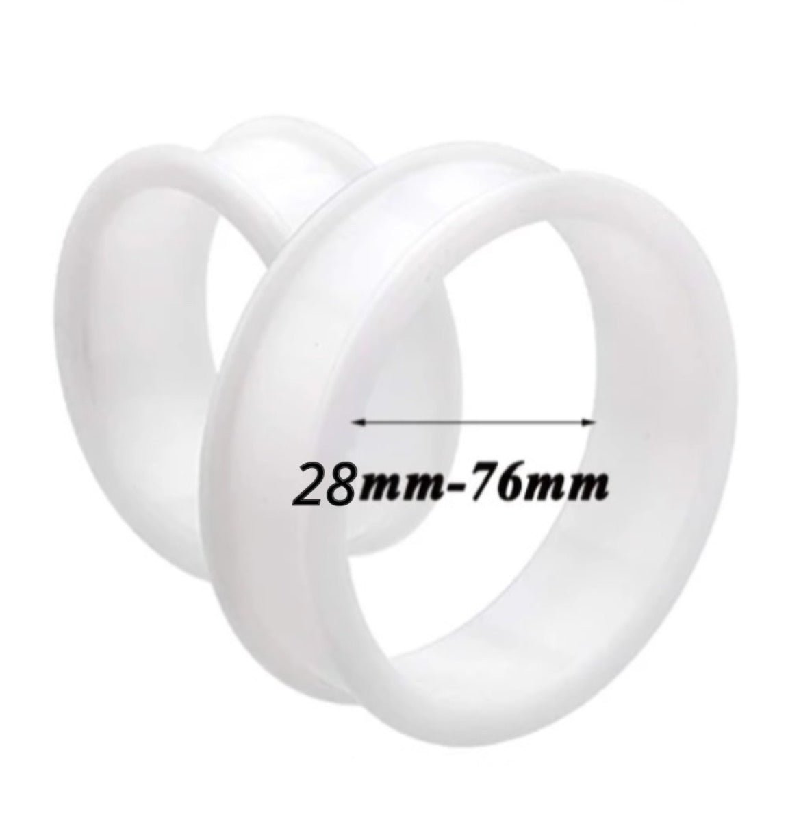 Extra Big Silicone Tunnels | Flexible Plugs | WHITE | 28mm-76mm