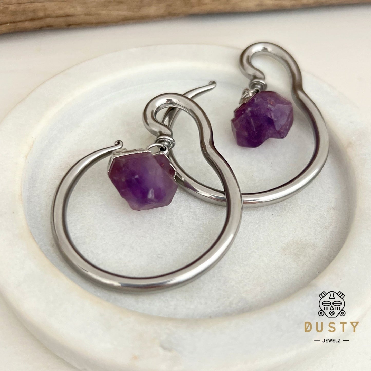 Gemstone Dangle Ear Weights - DustyJewelz