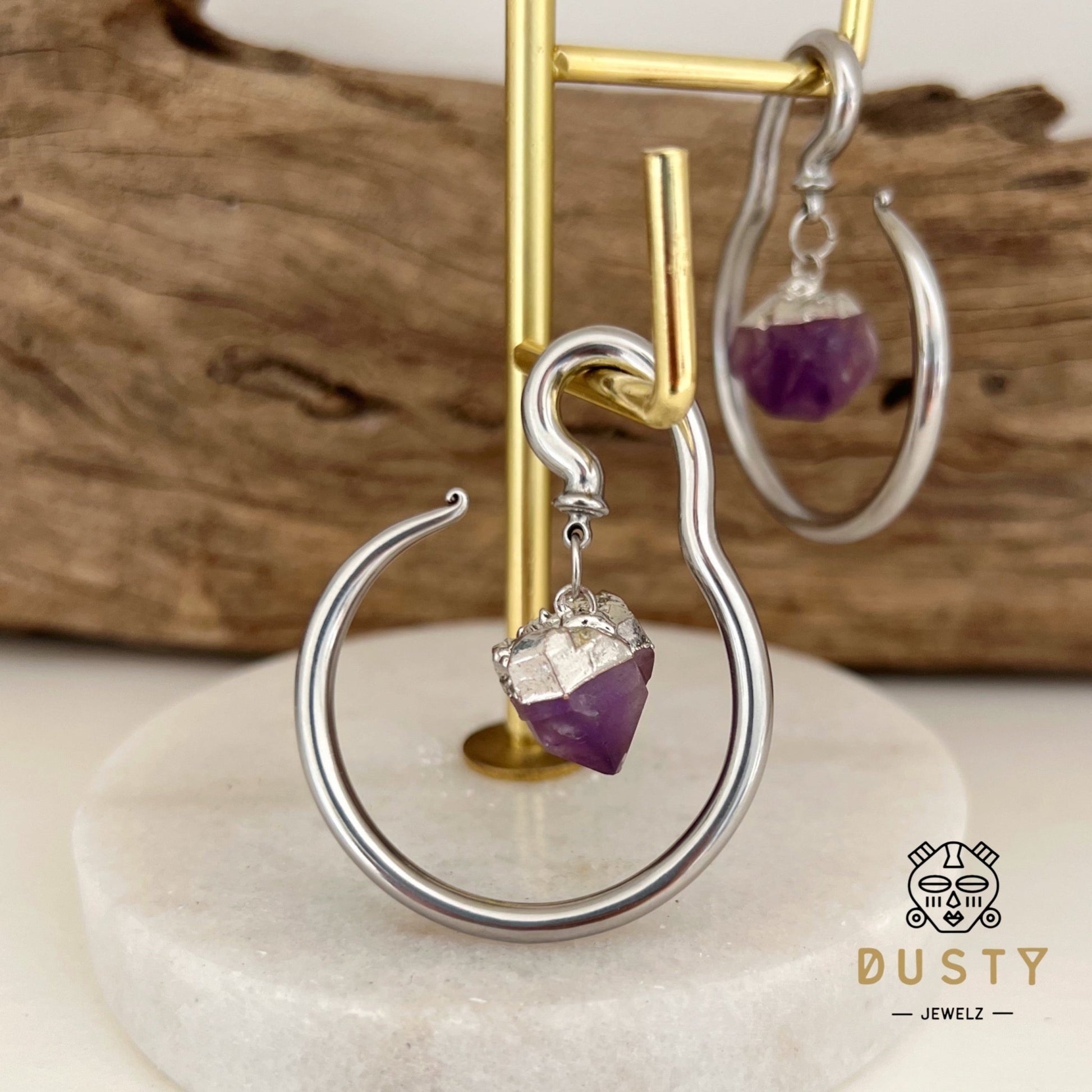 Gemstone Dangle Ear Weights - DustyJewelz