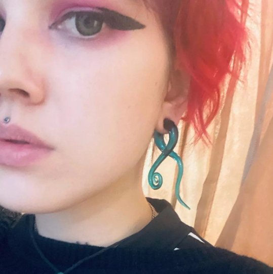Glass Snake Curl Ear Hangers | Spiral Tapers - DustyJewelz